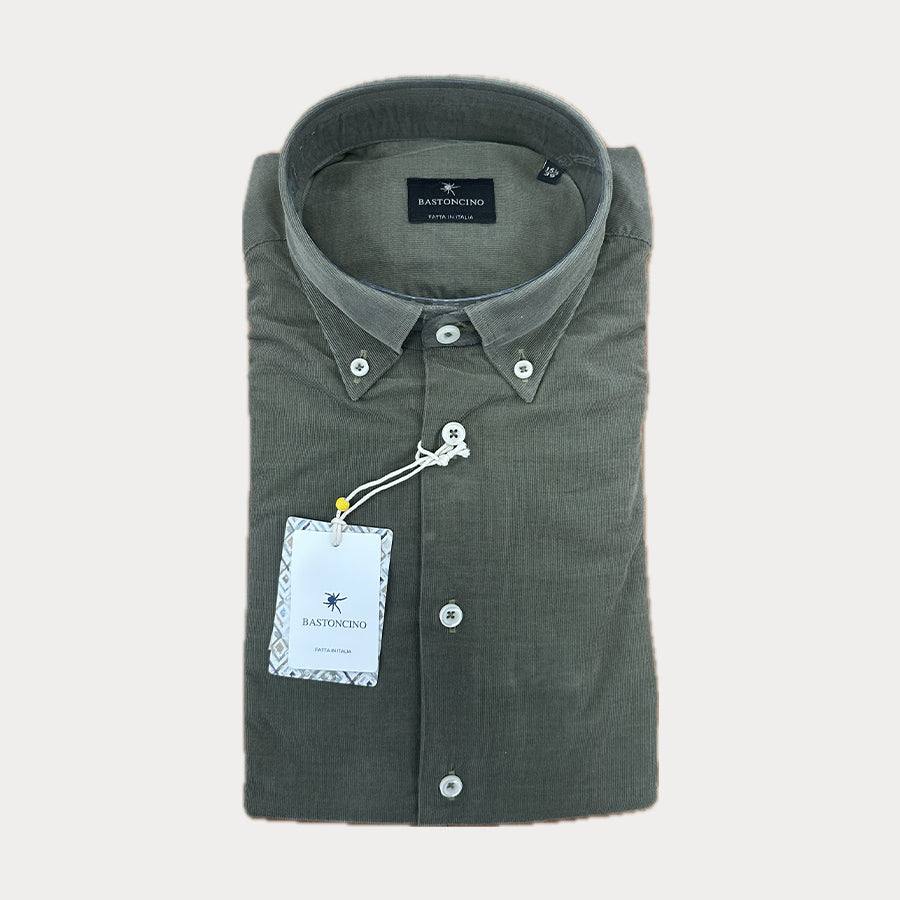 BASTONCINO - CAMICIA BUTTON DOWN IN VELLUTO VERDE