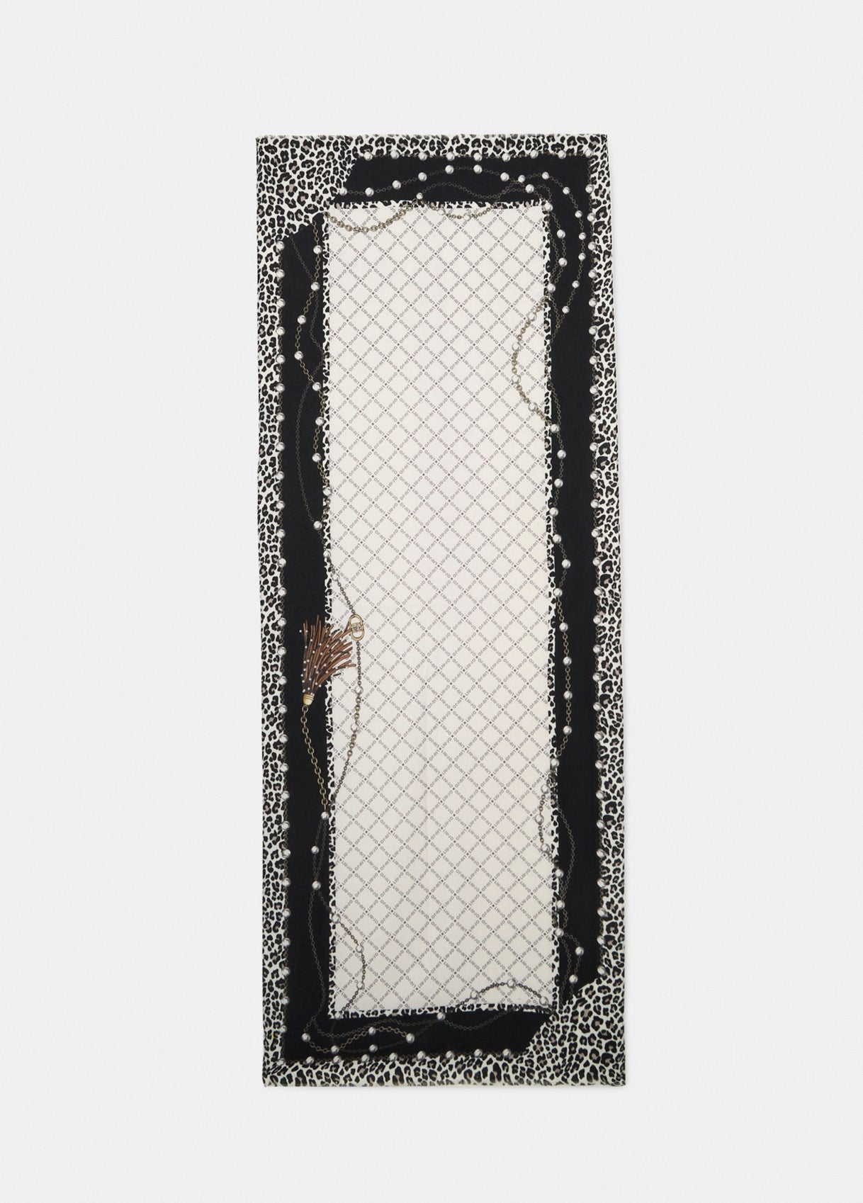 LIUJO - STOLA DONNA CON STAMPA ANIMALIER E PERLE