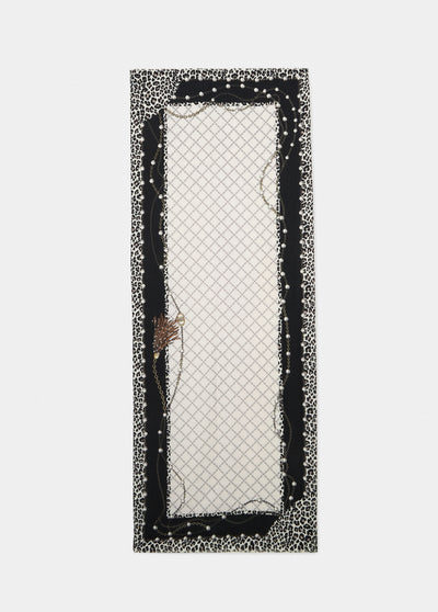 LIUJO - STOLA DONNA CON STAMPA ANIMALIER E PERLE