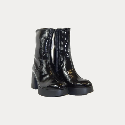 WONDERS - TRONCHETTO DONNA IN VERNICE NERA CON PLATEAU