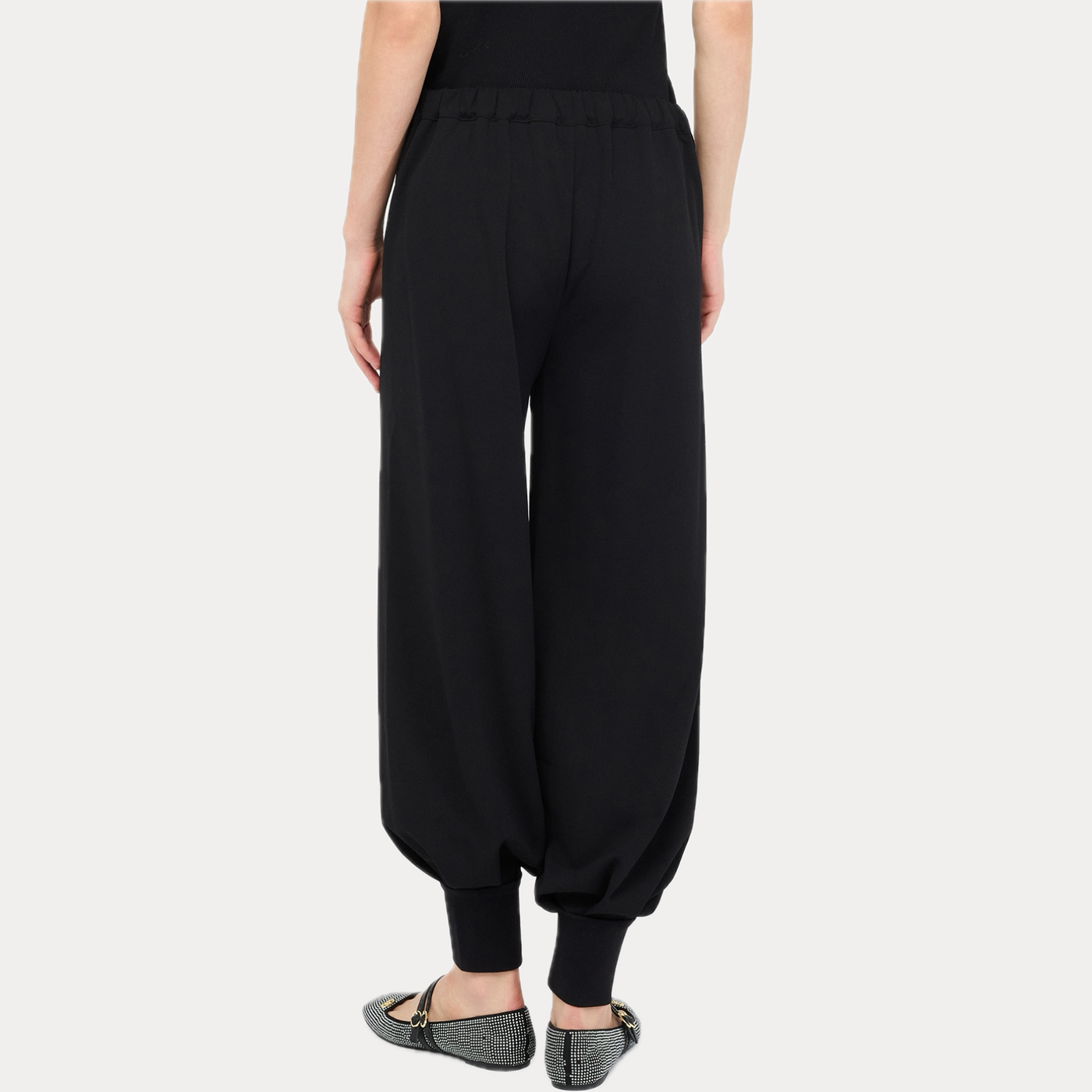 LIUJO - PANTALONE DONNA NERO AMPIO CON CINTURA E ELASTICO