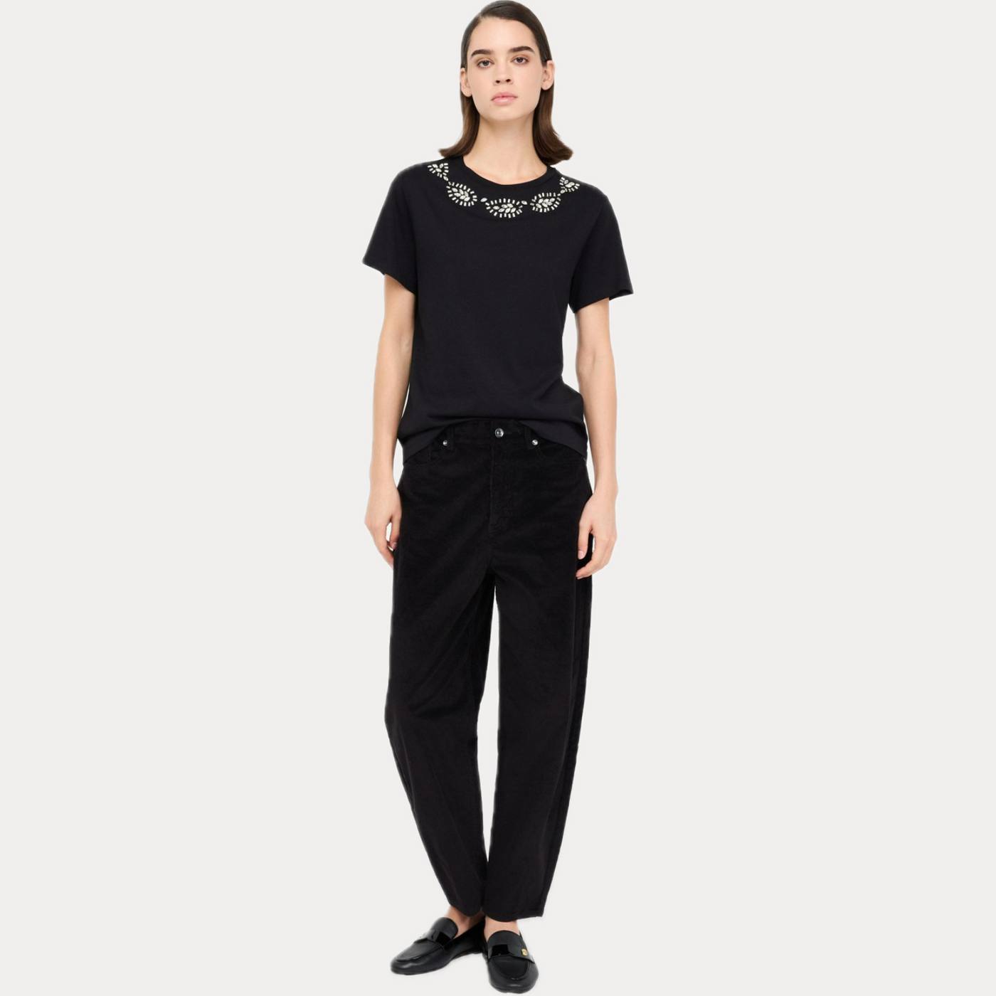 LIUJO - PANTALONE DONNA NERO BALLOON IN VELLUTO
