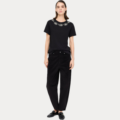 LIUJO - PANTALONE DONNA NERO BALLOON IN VELLUTO