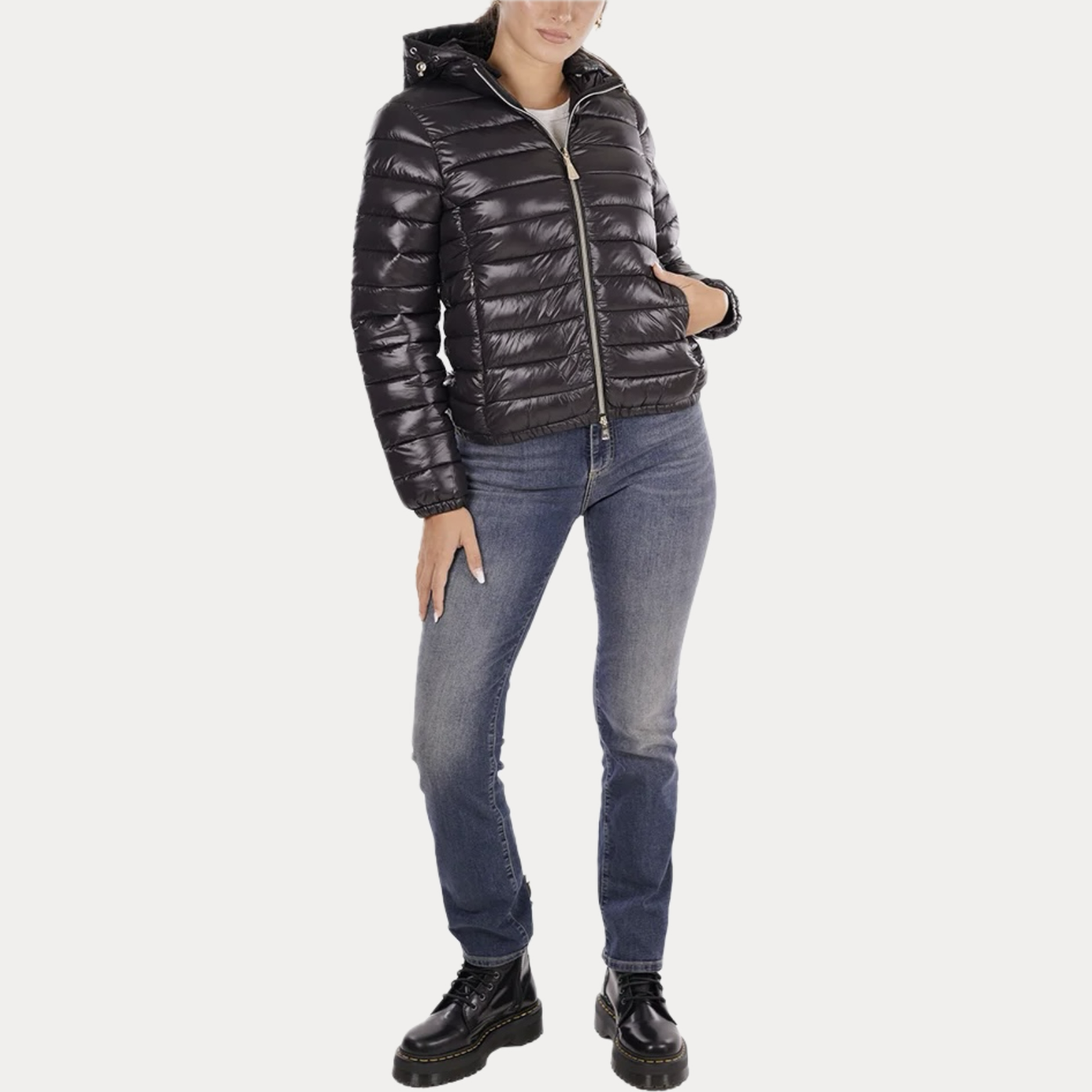 MARK UP - PIUMINO DONNA NERO CON CAPPUCCIO