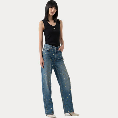 FRACOMINA - JEANS DONNA FLARE CON BORCHIE A STELLA