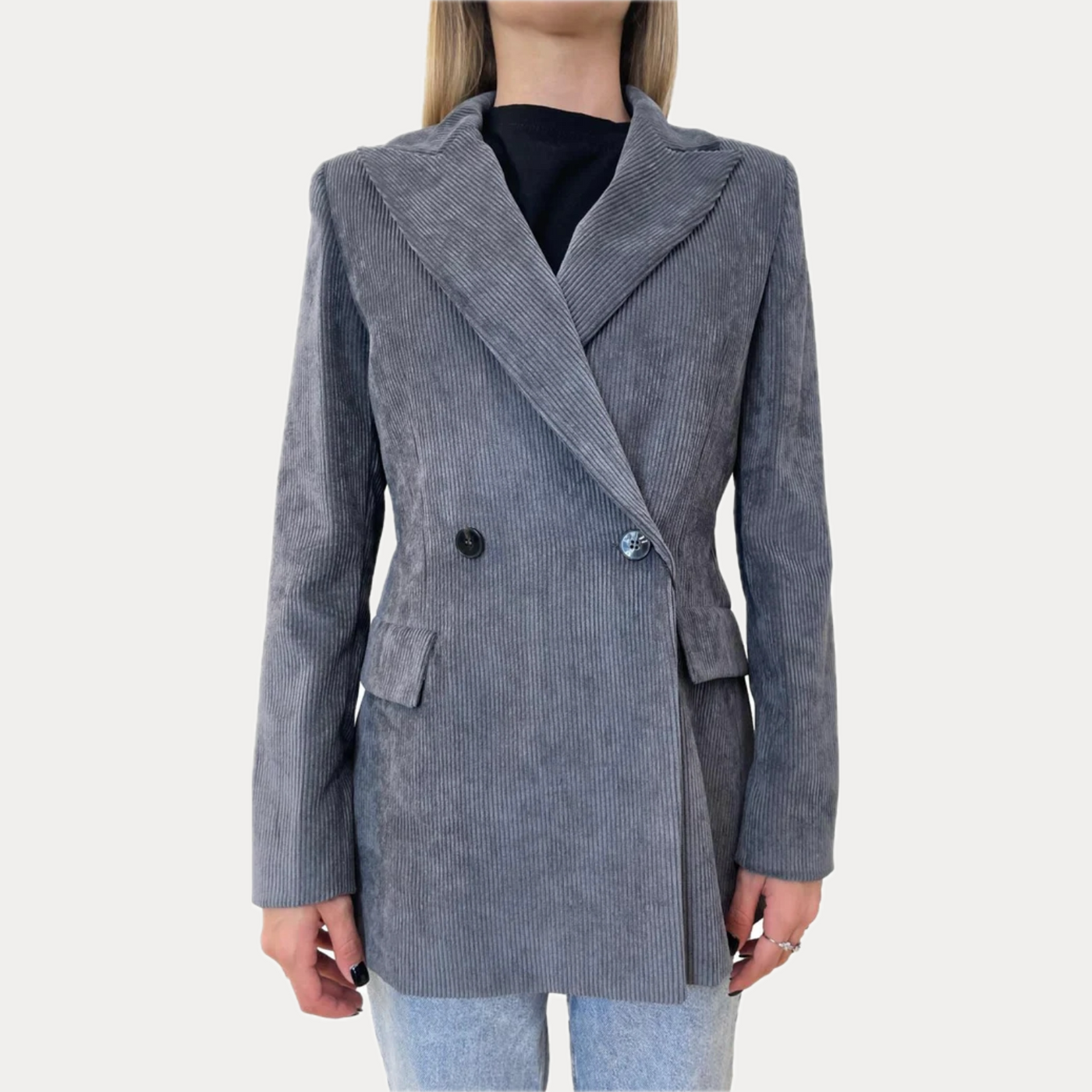 EMME MARELLA - GIACCA DONNA GRIGIA IN VELLUTO A COSTE
