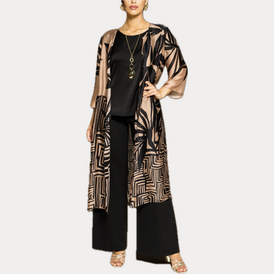 GAIA LIFE - PANTALONE DONNA NERO PALAZZO IN JERSEY