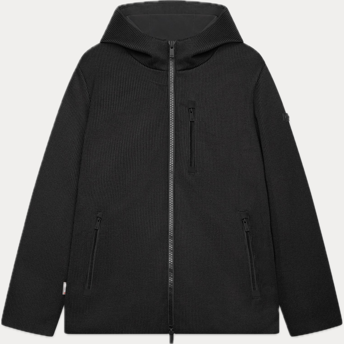 UNITY - GIACCA UOMO NERA CON CAPPUCCIO IN TRICOTECH
