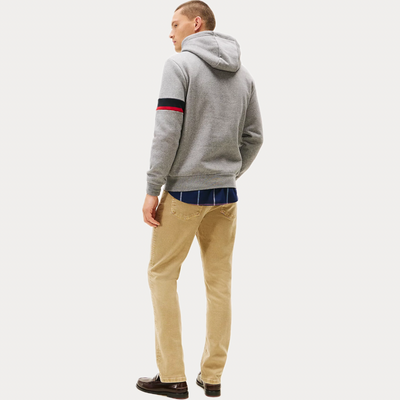 TOMMY HILFIGER - FELPA UOMO GRIGIA CON LOGO IN RILIEVO