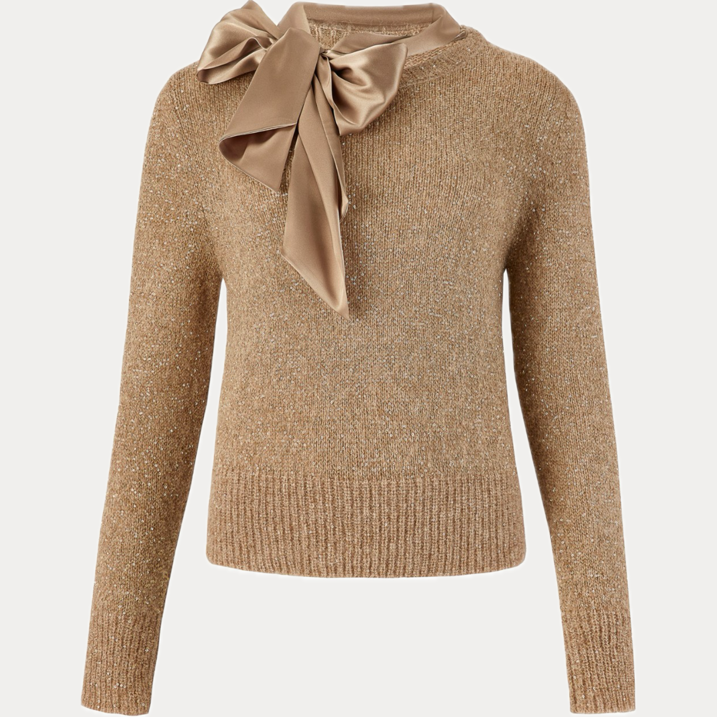 D.EXTERIOR - MAGLIA DONNA BEIGE CON FIOCCO IN RASO
