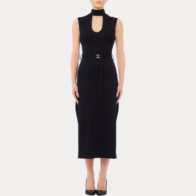 LIUJO - ABITO DONNA NERO MIDI CON CUT-OUT