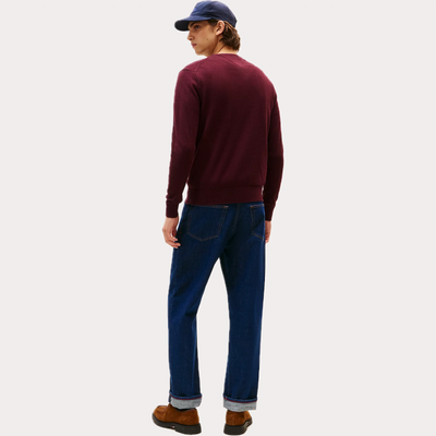 TOMMY HILFIGER - MAGLIA UOMO BORDEAUX GIROCOLLO IN MISTO CASHMERE