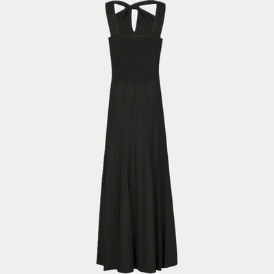 D.EXTERIOR - ABITO DONNA NERO CON SCOLLO ANNODATO