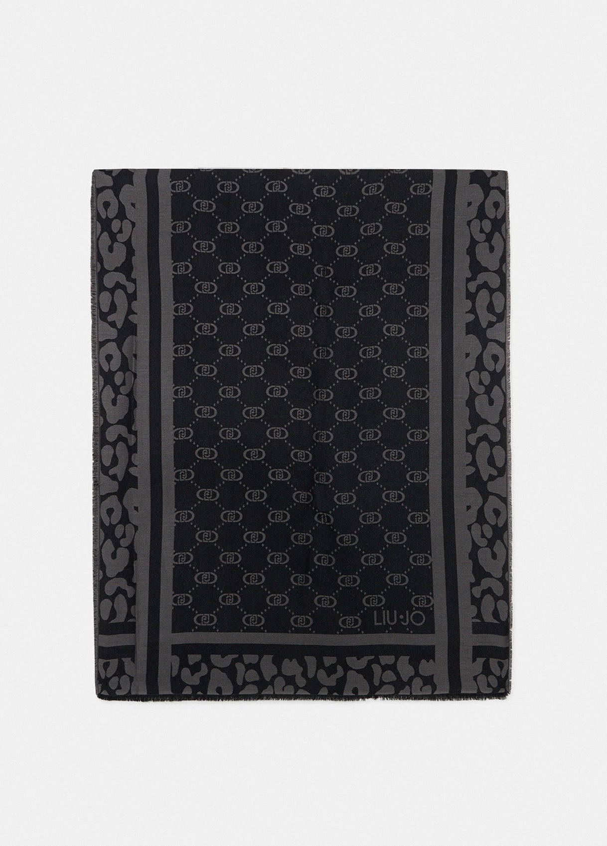 LIUJO - STOLA DONNA NERO CON LOGO