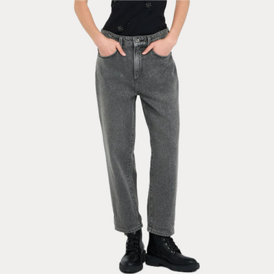 LIUJO - JEANS DONNA GRIGIO DRITTO CON GLITTER