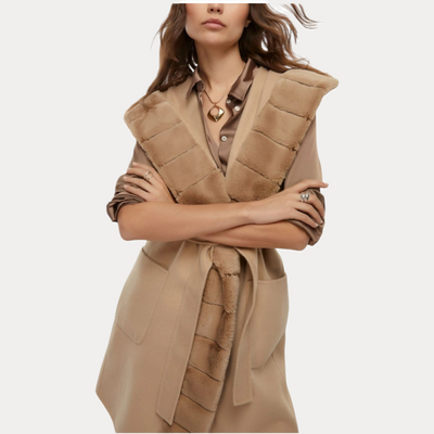 EMME MARELLA - GILET DONNA BEIGE FORMOSA CON CINTURA