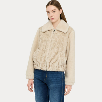 LIUJO - BOMBER DONNA PANNA IN ECOPELLICCIA CON TRECCE