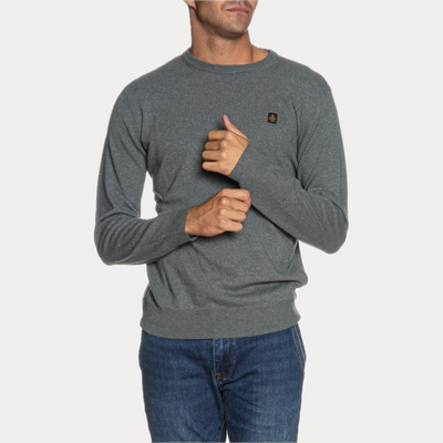 REFRIGIWEAR - PULLOVER UOMO SALVIA MELANGE MISTO CASHMERE