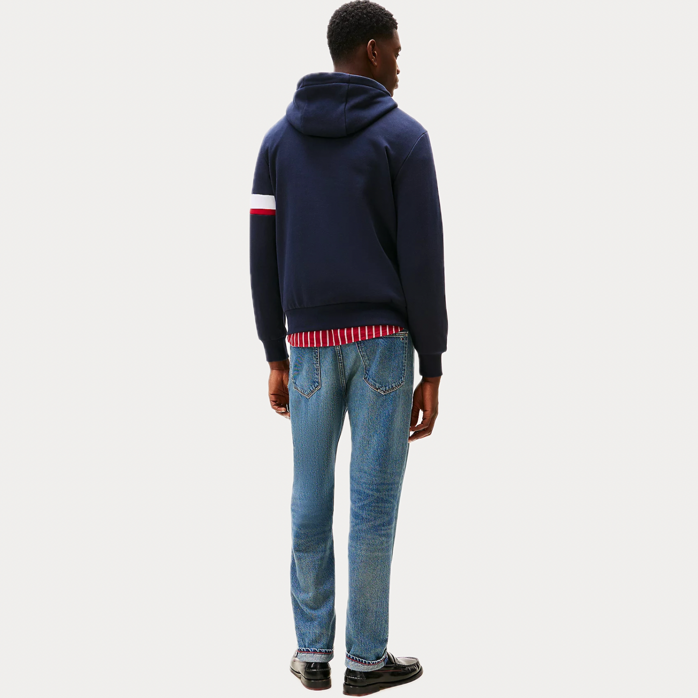 TOMMY HILFIGER - FELPA UOMO BLU CON LOGO IN RILIEVO