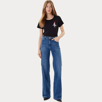 LIUJO - JEANS DONNA BLU REGULAR FIT CON CINTURINA