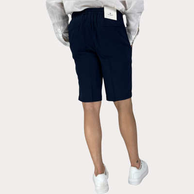 MARK UP - BERMUDA UOMO IN MISTO LINO BLUE CON COULISSE