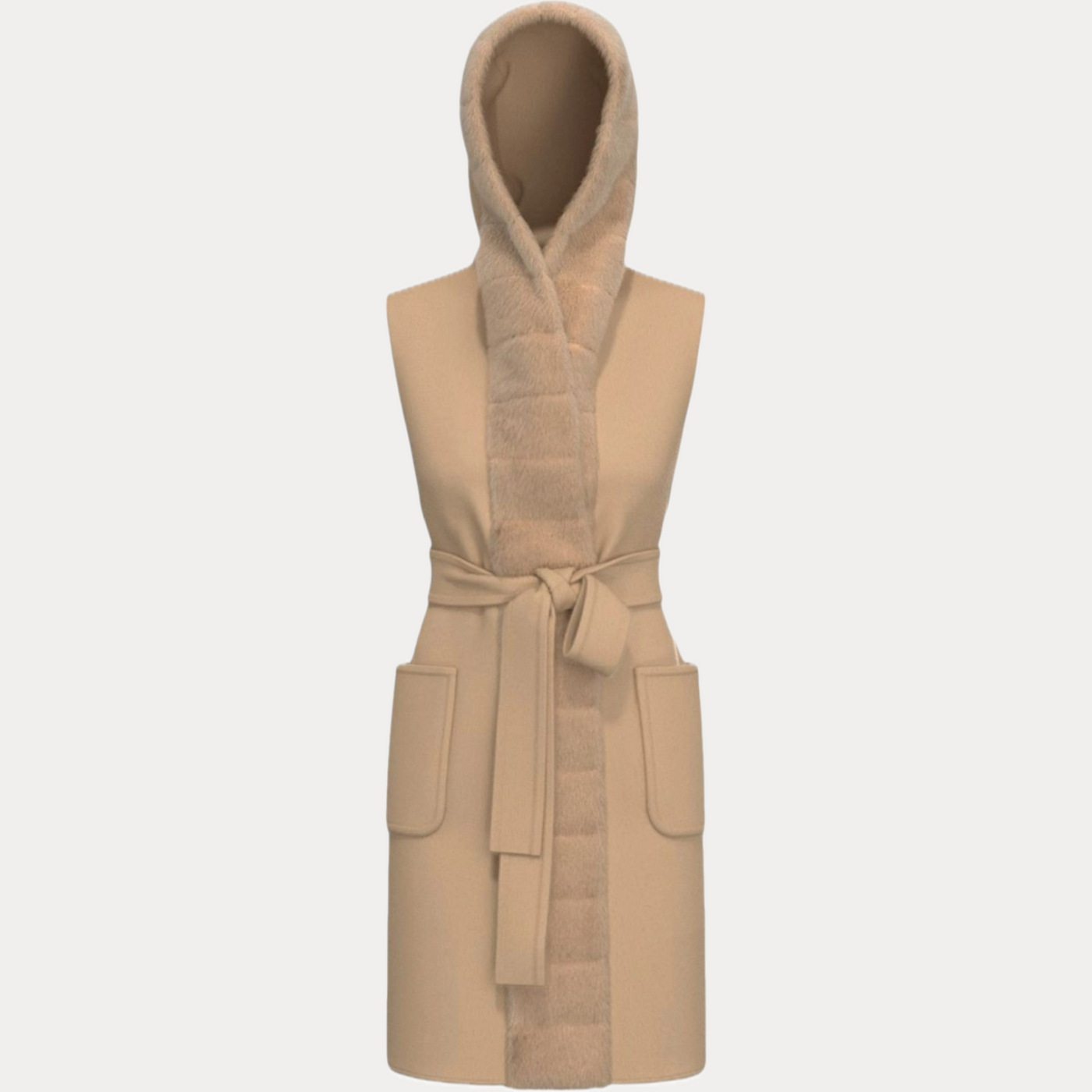 EMME MARELLA - GILET DONNA BEIGE FORMOSA CON CINTURA