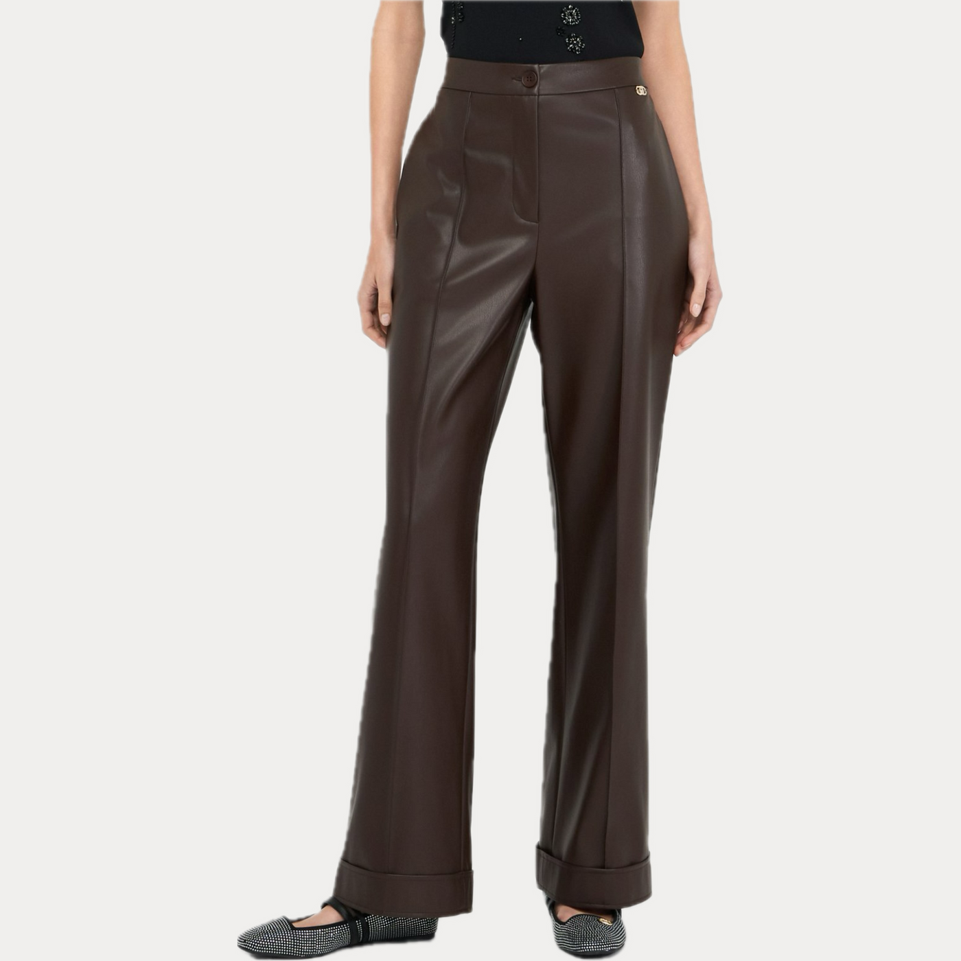 LIUJO - PANTALONE DONNA MARRONE IN SIMILPELLE