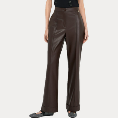 LIUJO - PANTALONE DONNA MARRONE IN SIMILPELLE