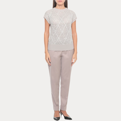 D.EXTERIOR - MAGLIA DONNA GRIGIA IN MISTO LANA E PAILLETTES