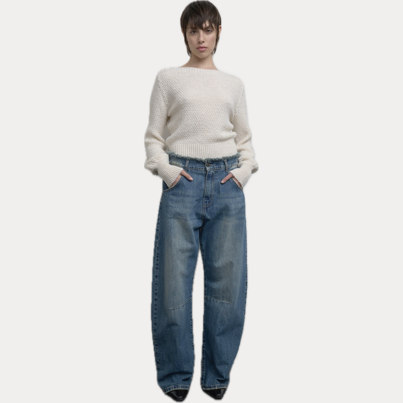 SOALLURE - MAGLIA DONNA PANNA IN PUNTO RISO MISTO LANA