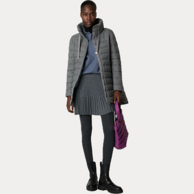 SAVE THE DUCK - PIUMINO DONNA GRIGIO CON COLLO ALTO JUNE