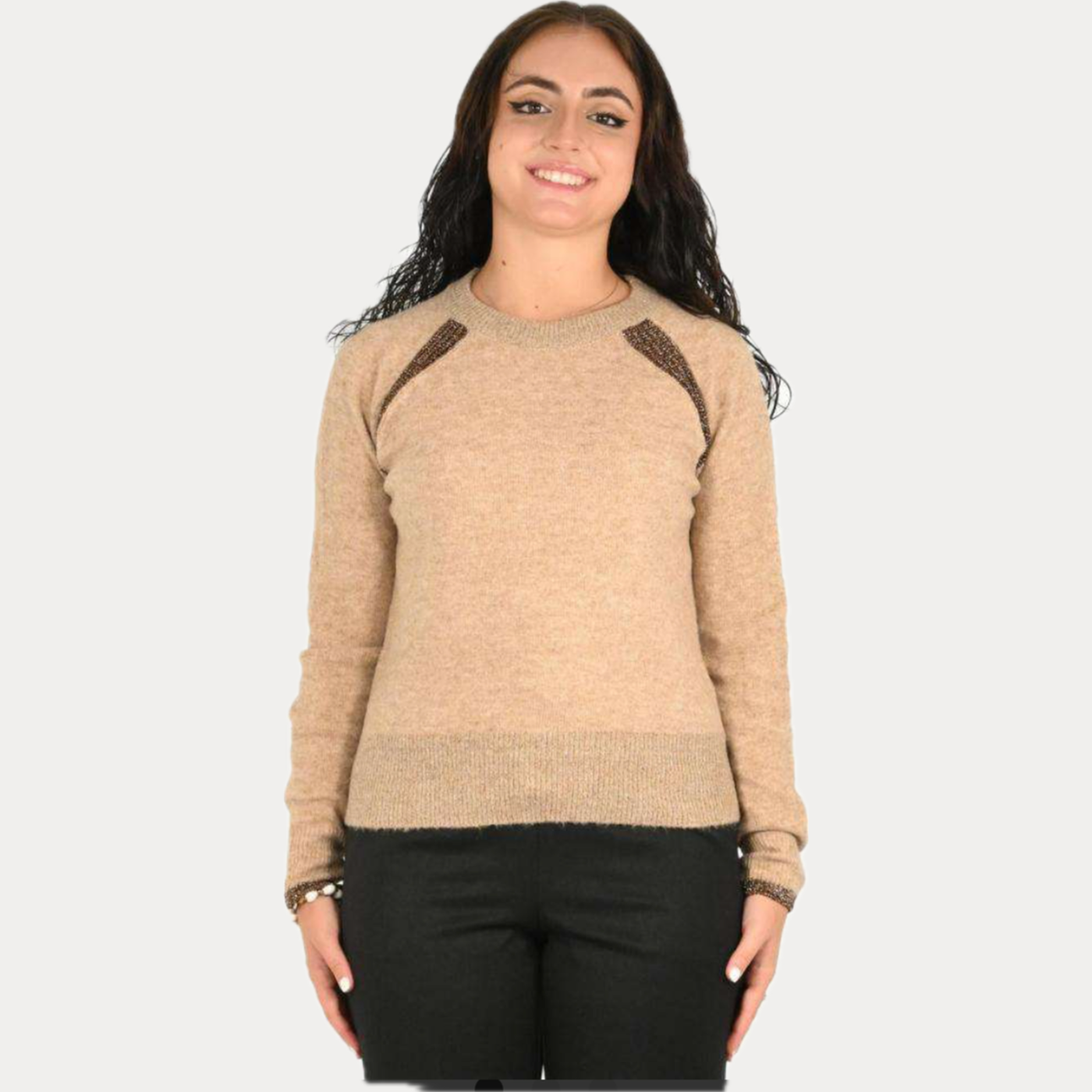 MARK UP - GIROCOLLO DONNA CAMMELLO CON INSERTI LUREX