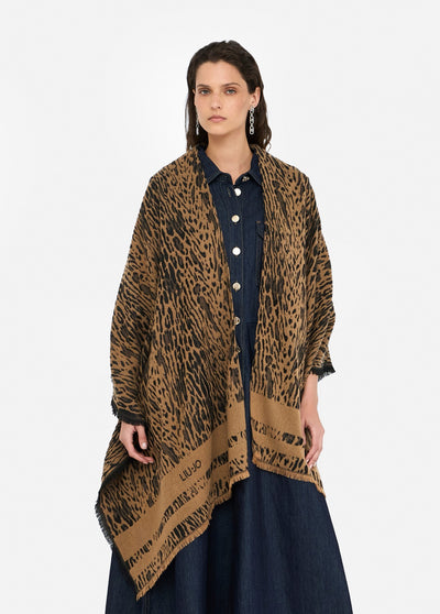 LIUJO - PONCHO DONNA STAMPA ANIMALIER