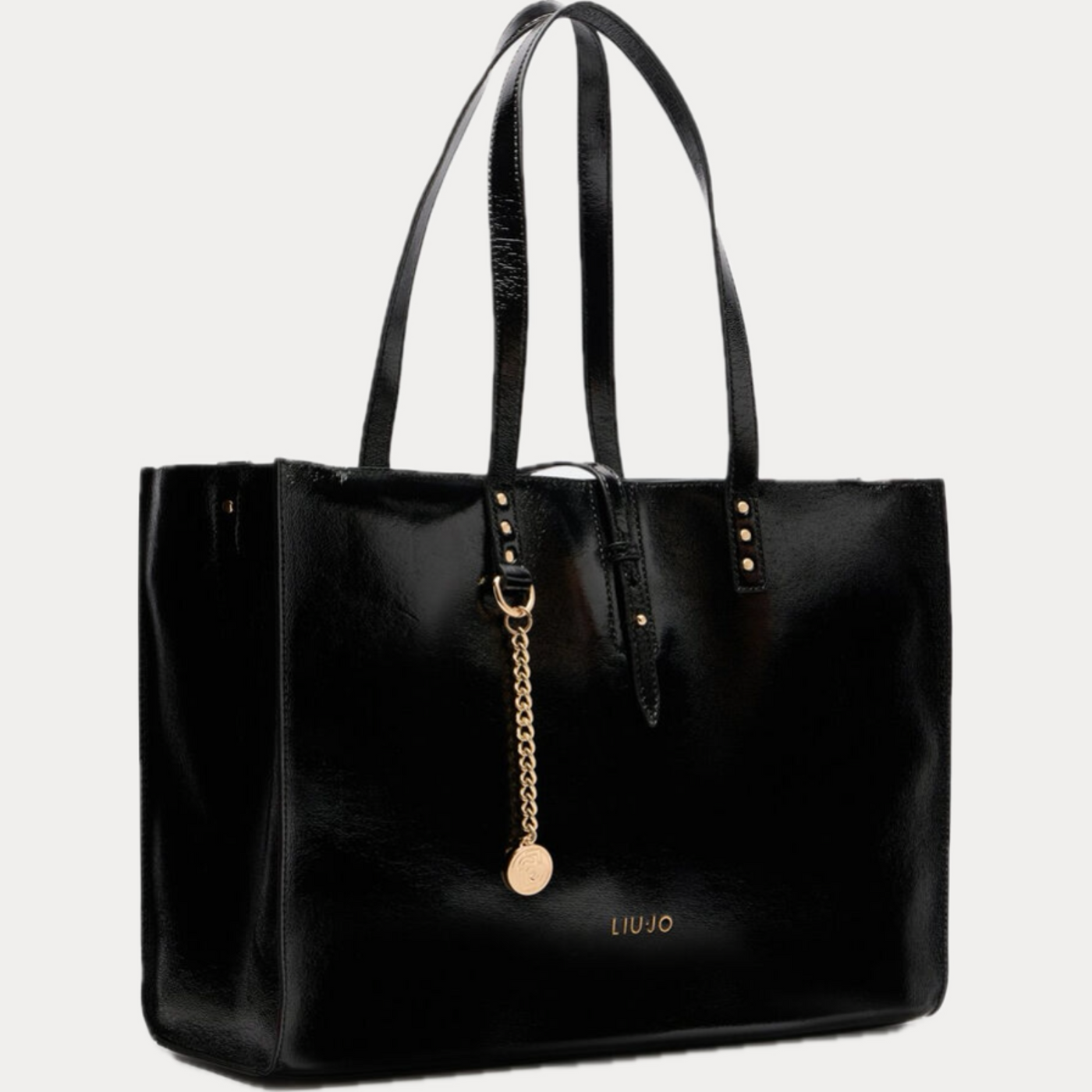 LIUJO - BORSA DONNA NERA TOTE BAG LUCIDA