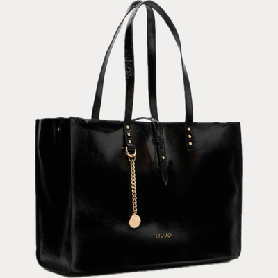 LIUJO - BORSA DONNA NERA TOTE BAG LUCIDA