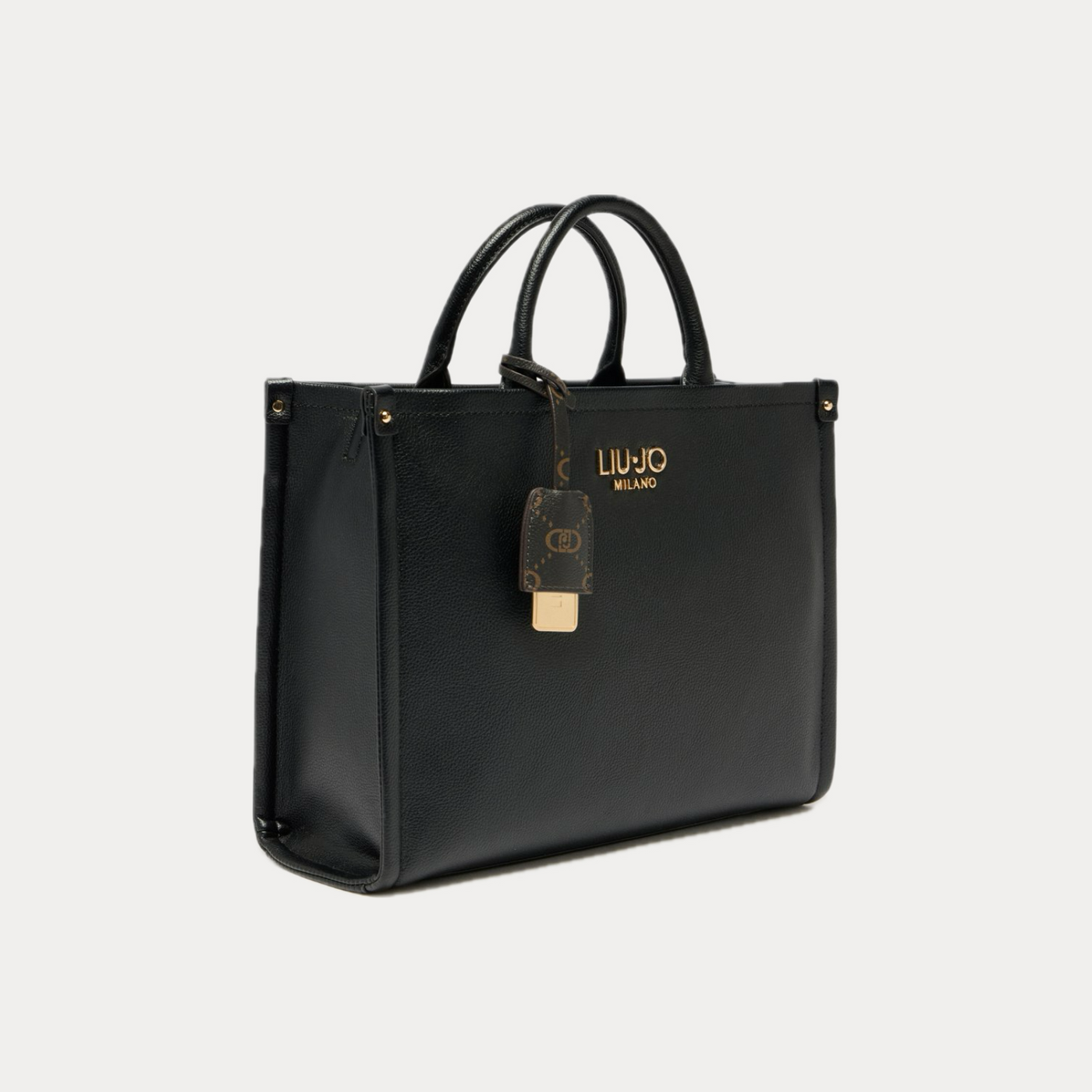 LIUJO - BORSA DONNA NERA SHOPPING MEDIA CON CHARM LOGATO