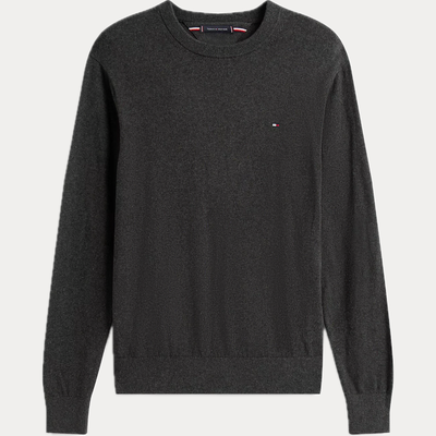 TOMMY HILFIGER - MAGLIA UOMO GRIGIO GIROCOLLO IN MISTO CASHMERE