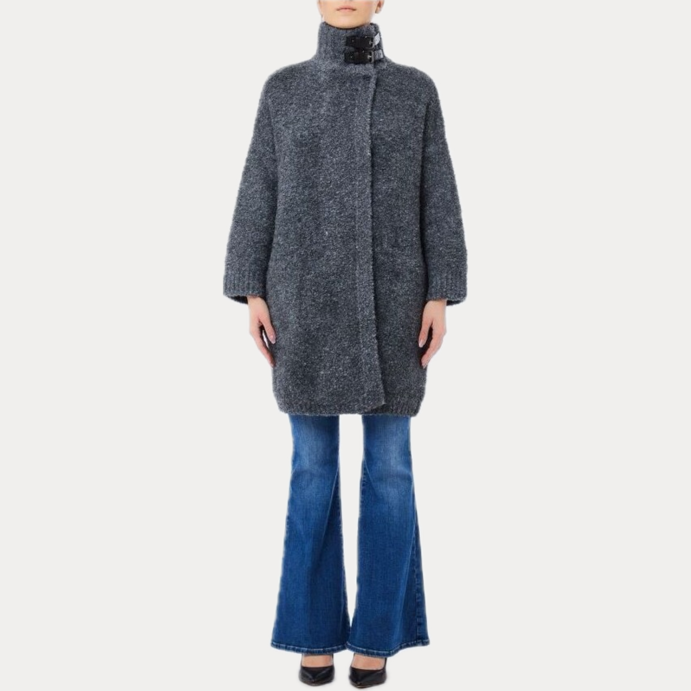 LIUJO - CAPPOTTO DONNA GRIGIO IN LANA BOUCLÈ