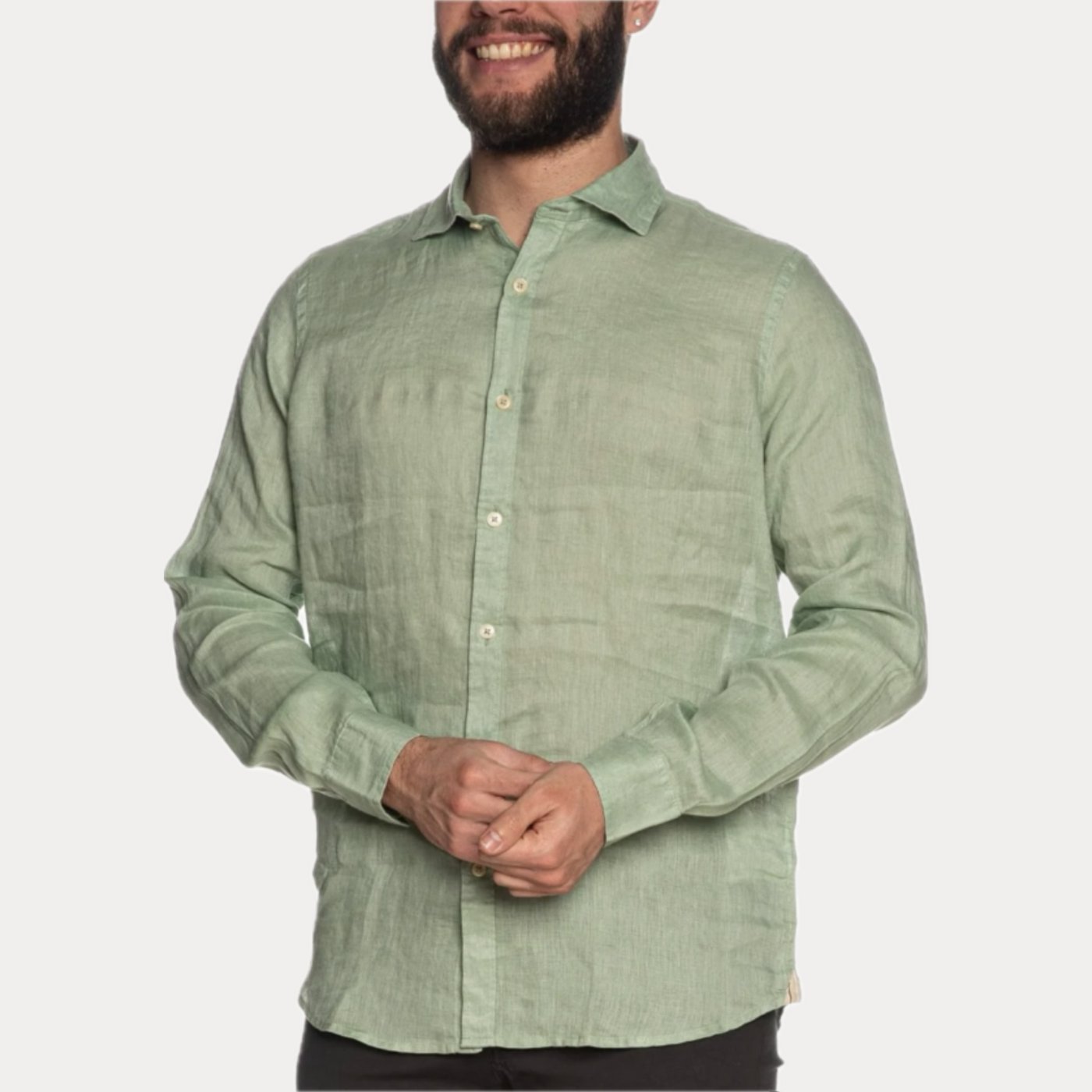 MARK UP - CAMICIA UOMO IN LINO VERDE ACQUA