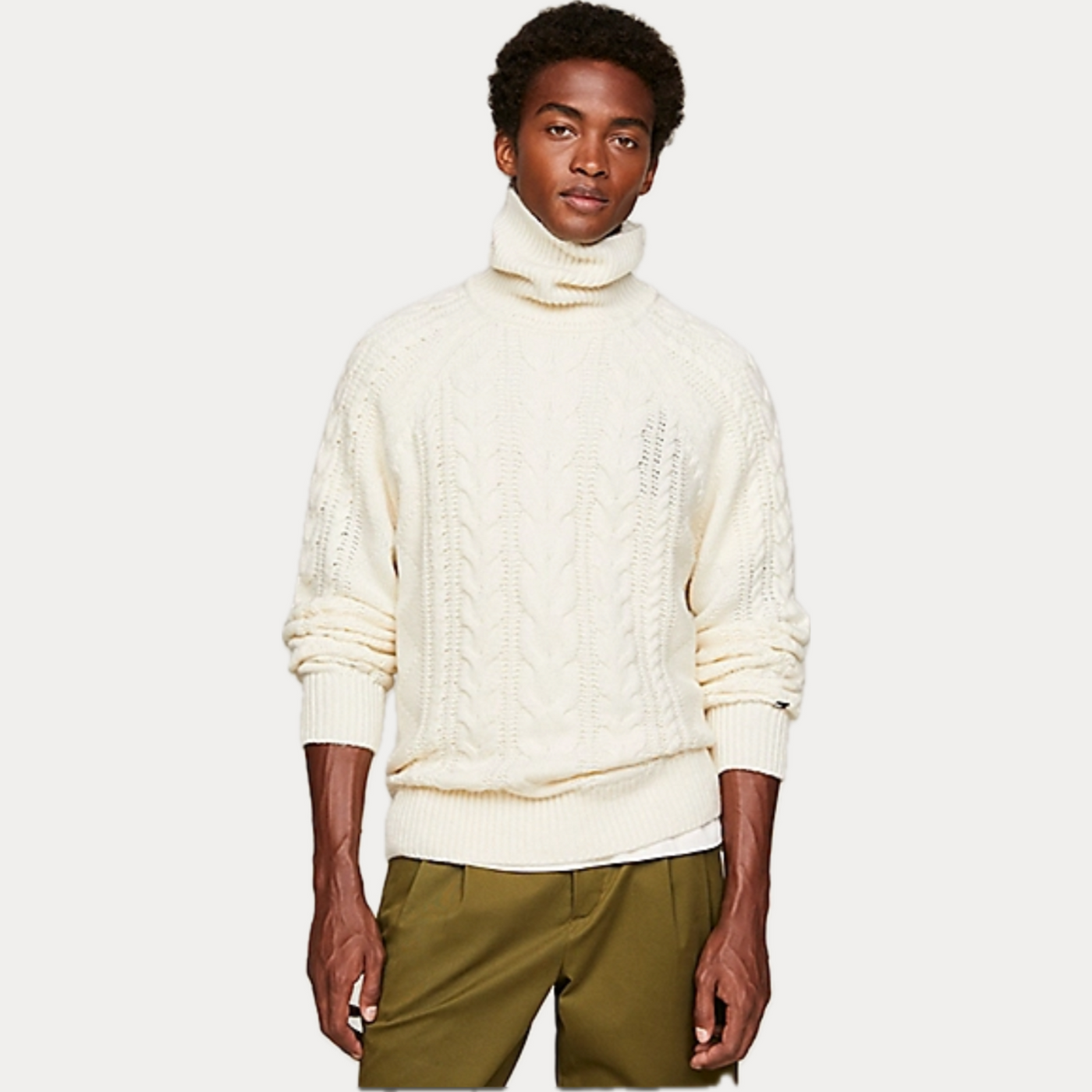 Maglioncino Bianco Pullover Bianco Uomo Trecce Maglione Girocollo