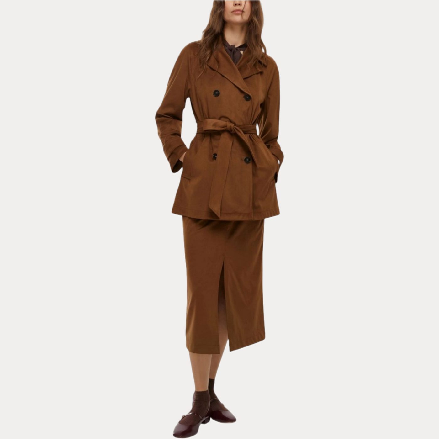 EMME MARELLA - GIACCA DONNA CIOCCOLATO TEAM CON CINTURA