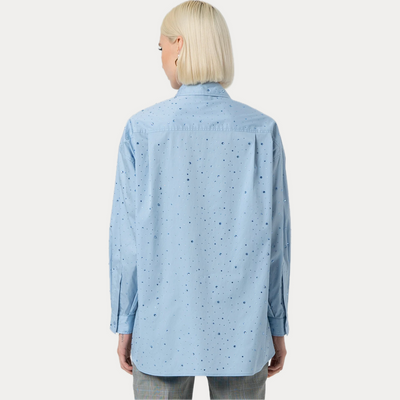 FRACOMINA - CAMICIA OVERSIZE IN POPELINE CON STRASS