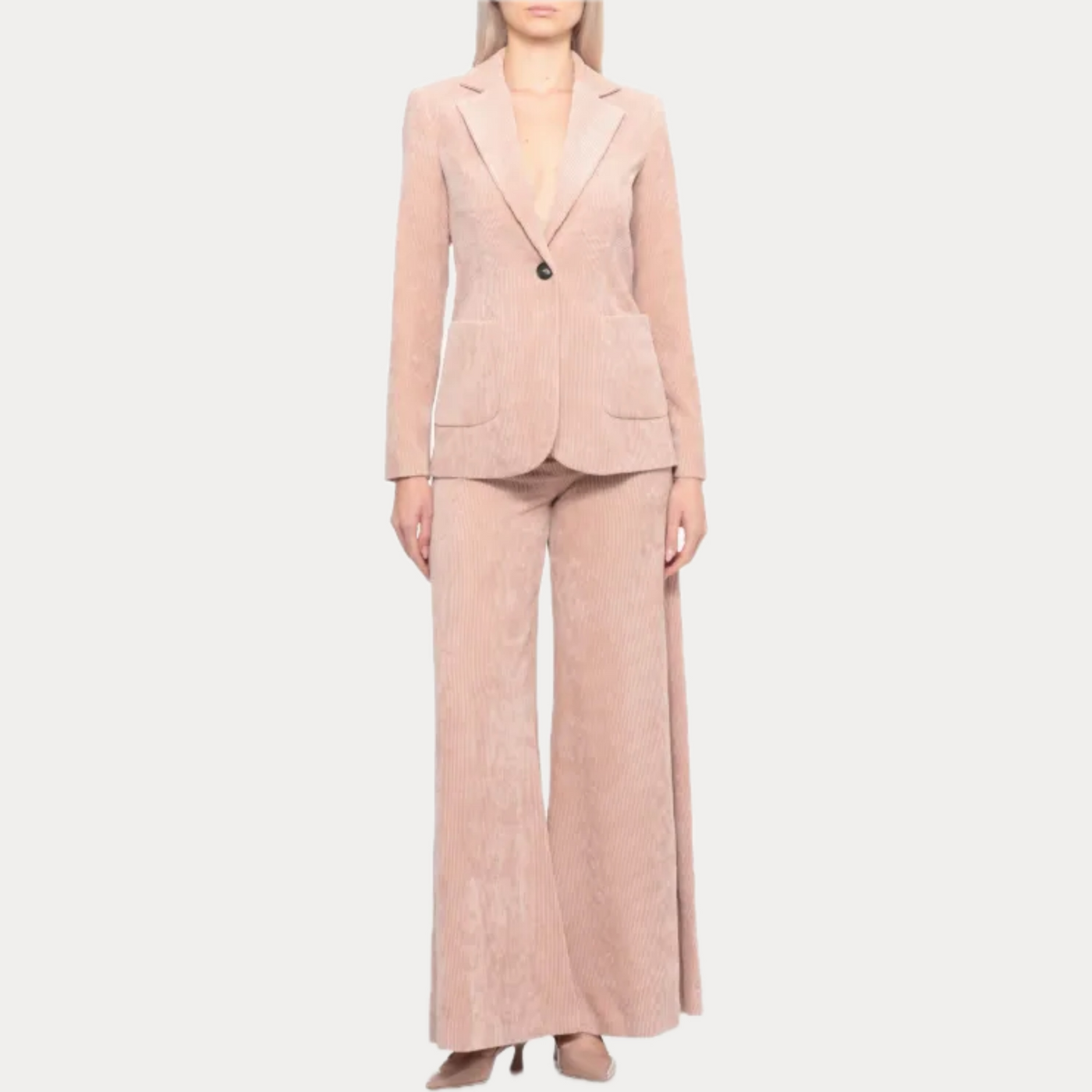 D.EXTERIOR - GIACCA DONNA BEIGE MONOPETTO IN VELLUTO A COSTE