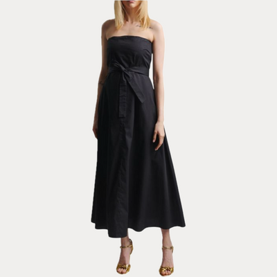 EMME MARELLA - ABITO DONNA NERO LOUNGUETTE CON SCOLLO A FASCIA
