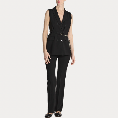 EMME MARELLA - COMPLETO DONNA NERO IN CREPE CON GILET