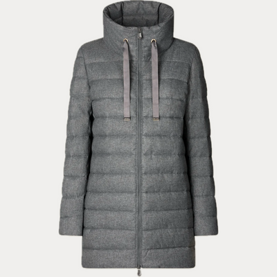 SAVE THE DUCK - PIUMINO DONNA GRIGIO CON COLLO ALTO JUNE