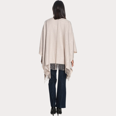 LIUJO - PONCHO DONNA BEIGE CON FRANGE