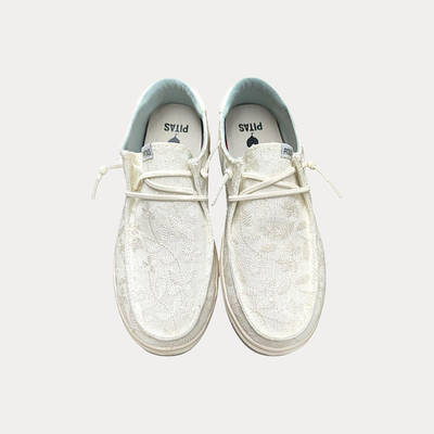 PITAS - SCARPA DONNA BIANCA IN COTONE E PIZZO