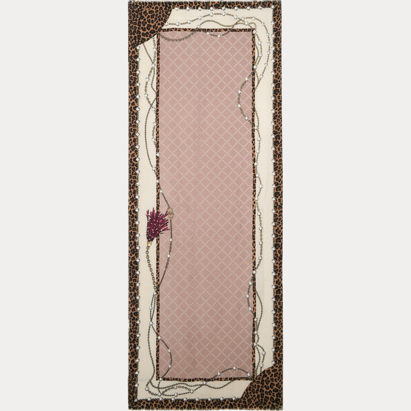 LIUJO - STOLA DONNA CON STAMPA ANIMALIER E PERLE