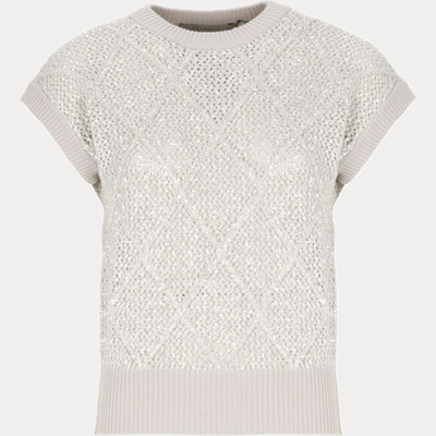 D.EXTERIOR - MAGLIA DONNA GRIGIA IN MISTO LANA E PAILLETTES